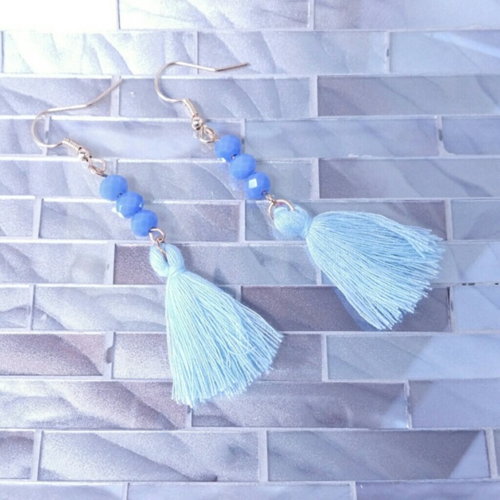 Blue tassel earrings